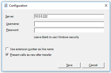 Provider configuration window